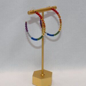 Rainbow Beeded Hoop Earrings